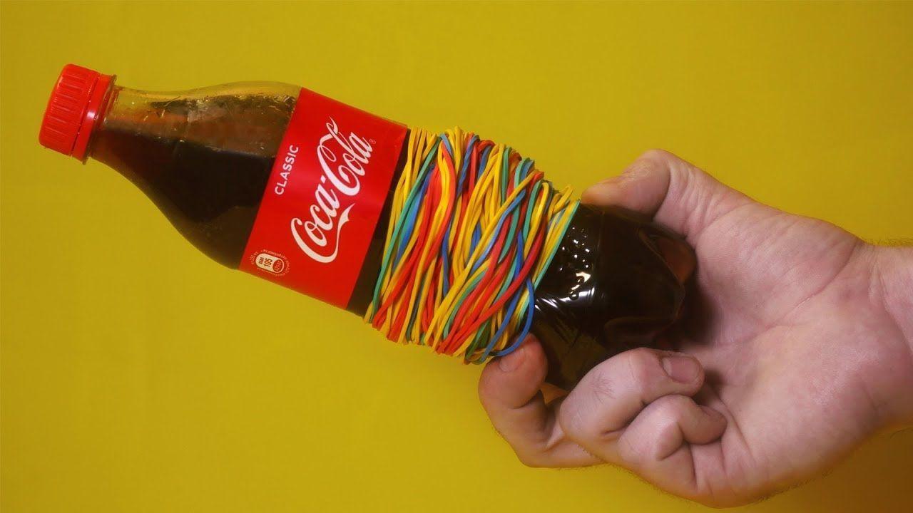 用1000根 橡皮筋缠在可乐上会怎样?打开的瞬间画面太美了!