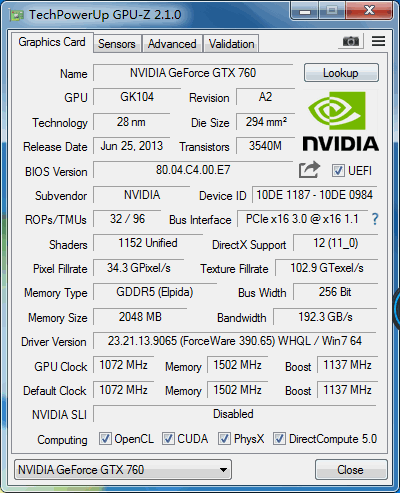 gtx760 gpu-z图 求大神看看是真的吗