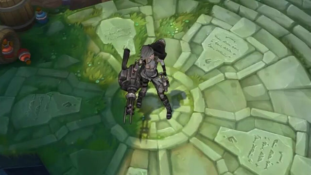 lol金克丝之 丧尸皮肤,全身没有色彩,像黑白片一样