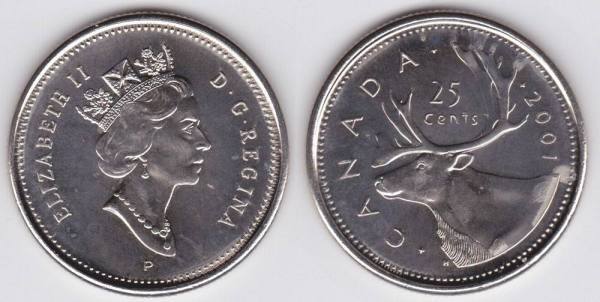 加拿大硬币25加分为什么用驯鹿和伊丽莎白二世为硬币的外表