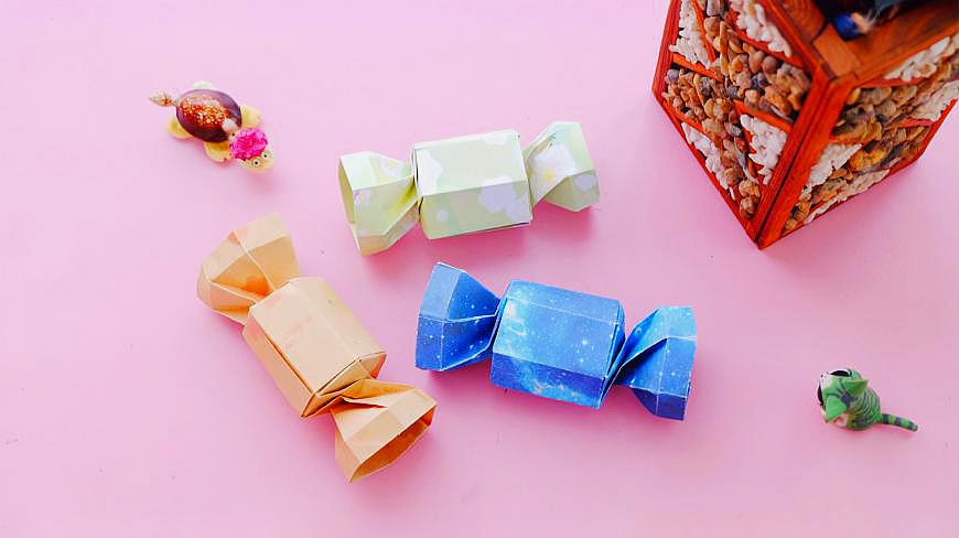 萌萌的 折纸糖果盒子,成品太可爱了,装上小礼物送朋友超特别!