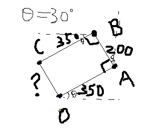 数学题小明从家出发,先向东偏北30度的方向跑了350米到达点a,接着向北