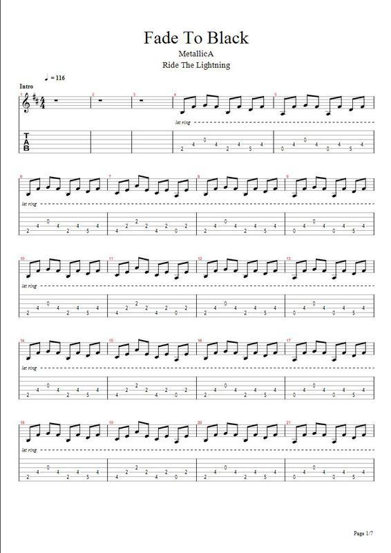 fade to black的节奏吉他和弦是什么