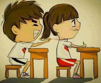 想找一张动漫图片当头像,要求:教室里,一男一女,前后桌.