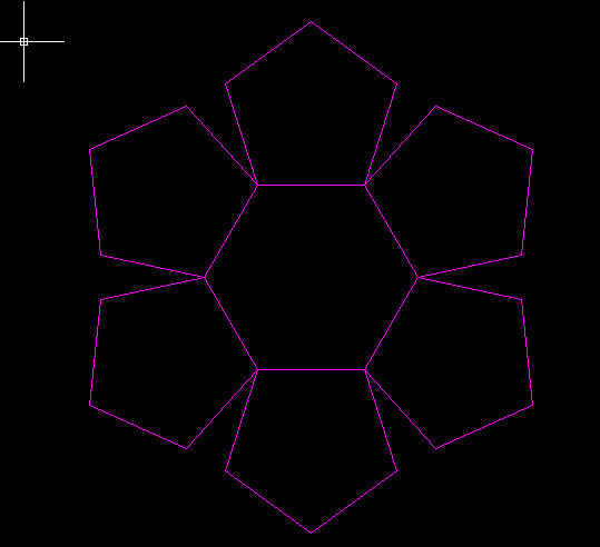 画出六个五边形,边长为六边形的边长,五边形要围绕六边形