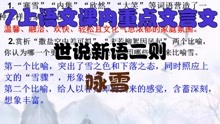 [图]7上语文课内重点文言文《世说新语》二则《咏雪》精讲,助力初一