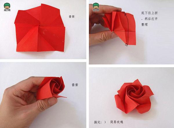 长条纸玫瑰花的折法图片