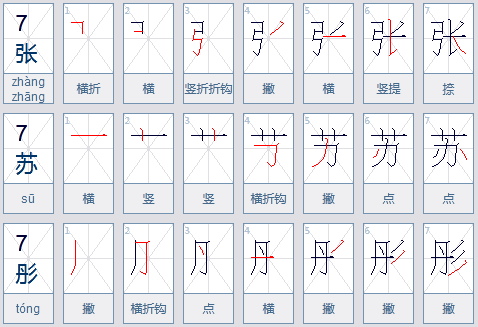 张字笔画顺序图片