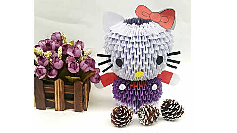 三角插折纸教程kt猫