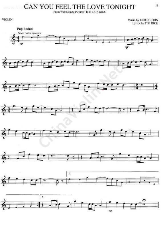 狮子王插曲Can you feel the love tonight五线谱