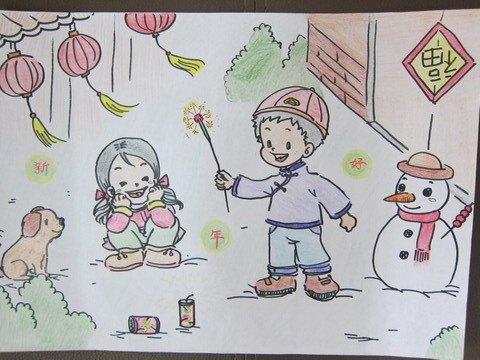 春节的画画 高中图片
