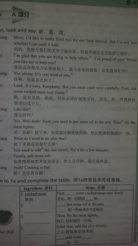 仁爱英语八年级下册Unit7 Topic2的1A怎么翻译