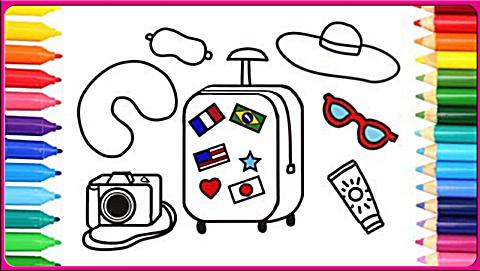 夏日旅游咯!  简笔画如何绘制行李箱,帽子,眼镜等.