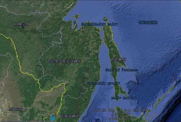 卫星地图,为什么库页岛是这样的