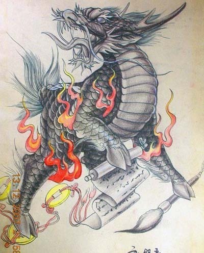 手画火麒麟图片