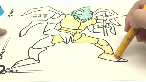 星际宝贝 画铠甲勇士蜘蛛兽涂鸦画