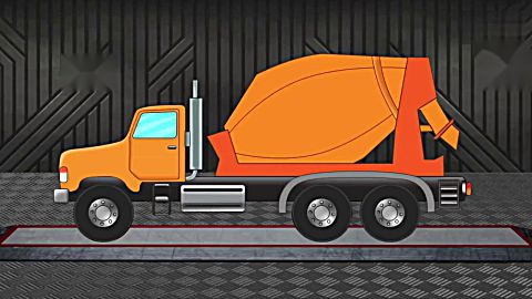 工程车动画 水泥搅拌车