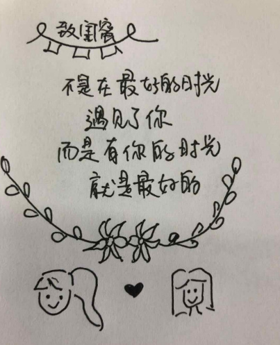 在图腾上写上致闺蜜几个字,如下图所示: 3,向下写出对闺蜜的祝福文字