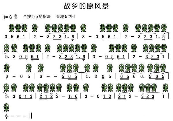 陶笛曲谱六孔故乡的图片