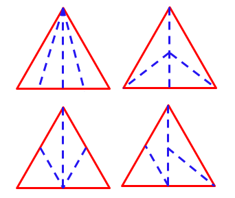 解答:利用三角形等底等高性质可以方便的把三角形分割成面积相等的