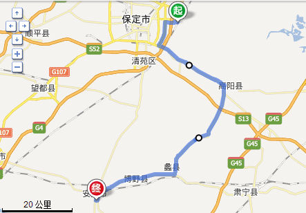 从保定东站到安国市祁州工业城多少公里