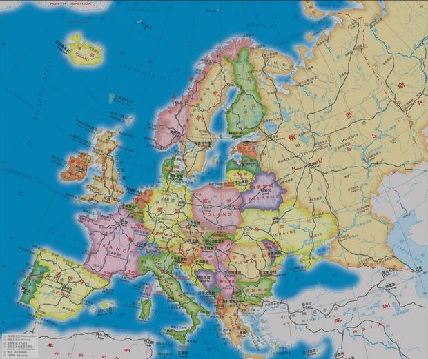 请大家把中欧西欧北欧南欧东欧用线给我区分一