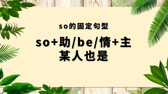 [图]初中重点单词:so的固定句型:某人也是