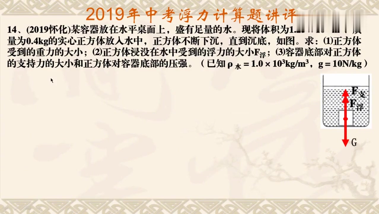 [图]2019年怀化中考浮力计算题讲评