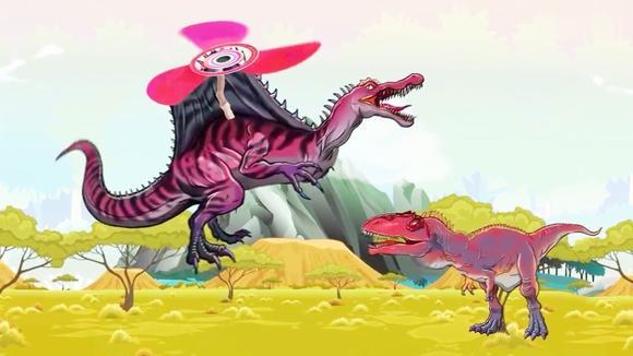 恐龙世界 霸王龙vs棘龙 棘龙背上装风扇 能否起飞?恐龙动画